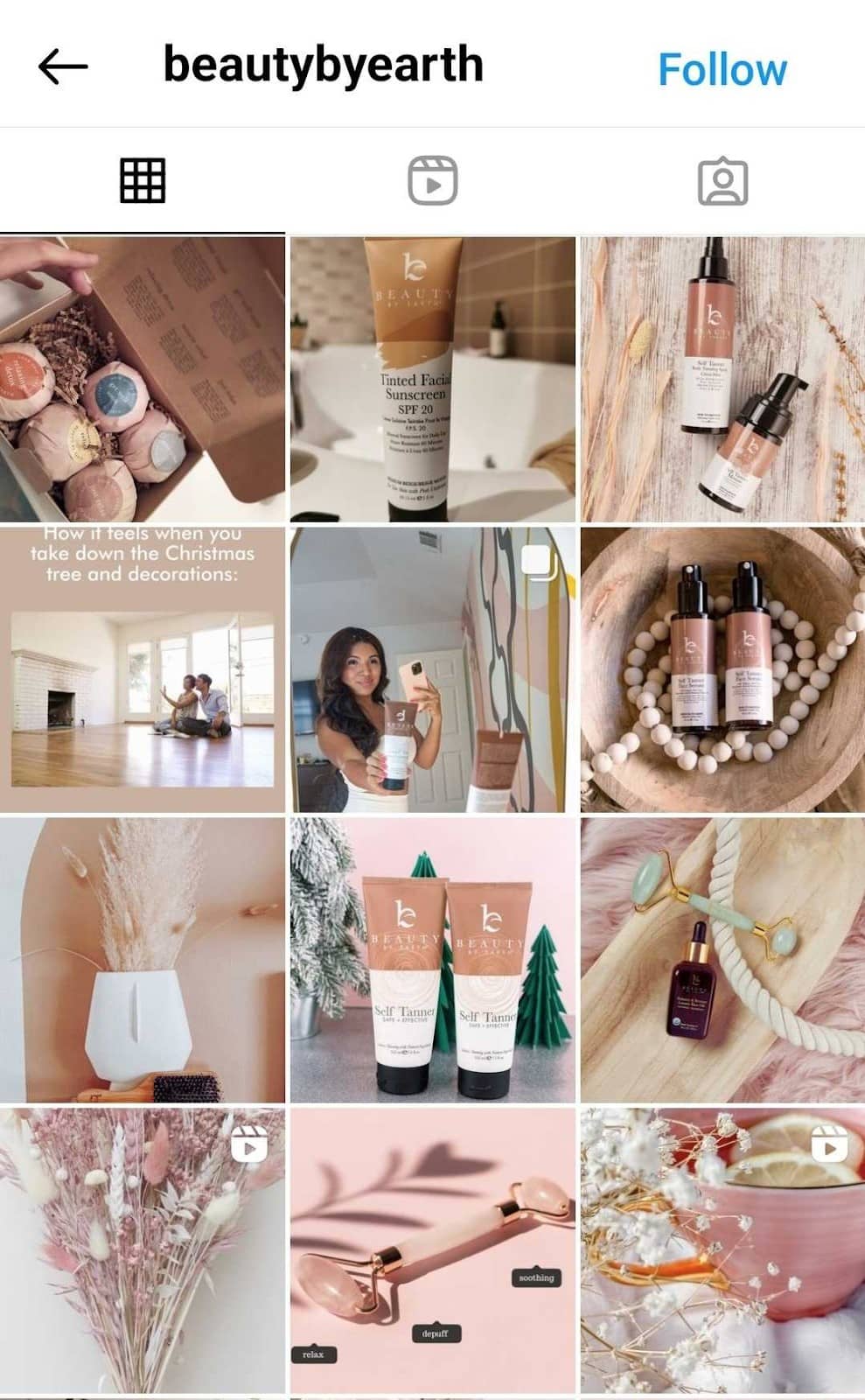 Beauty by Earth uses videos and images on Instagram to showcase their skincare products